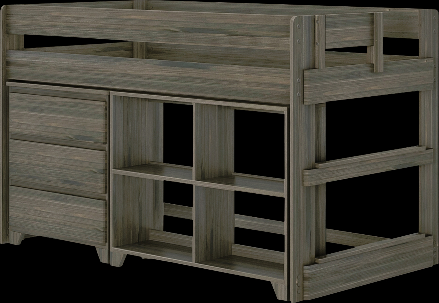 Kids Eliska II Brown Twin Loft Bed with Dresser & Bookcase - Thumbnail - Image 1