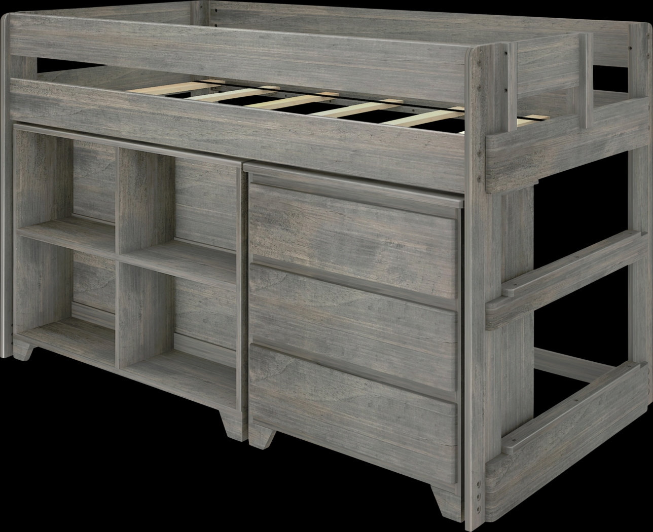 Kids Eliska II Gray Twin Loft Bed with Dresser & Bookcase - Thumbnail - Image 1