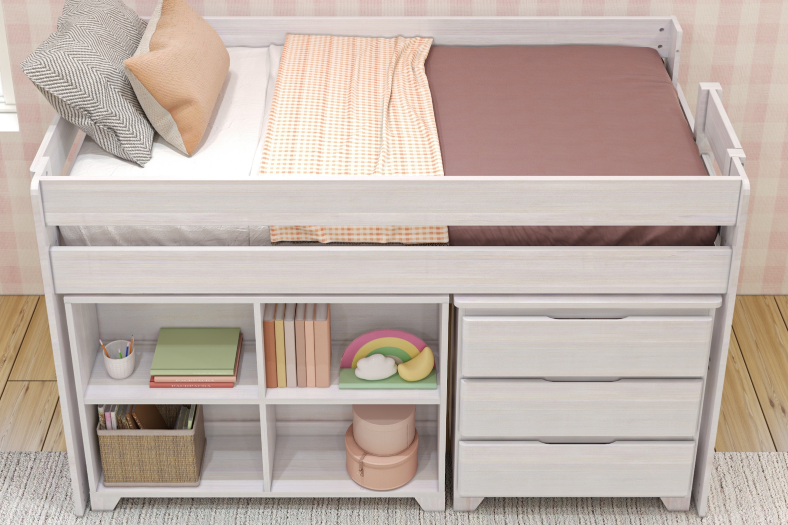 Kids Eliska II White Twin Loft Bed with Dresser & Bookcase - Thumbnail - Image 4