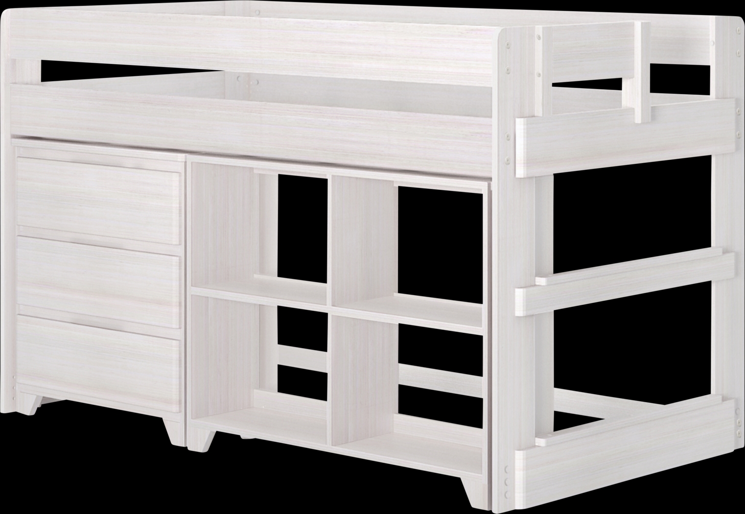 Kids Eliska II White Twin Loft Bed with Dresser & Bookcase - Thumbnail - Image 1