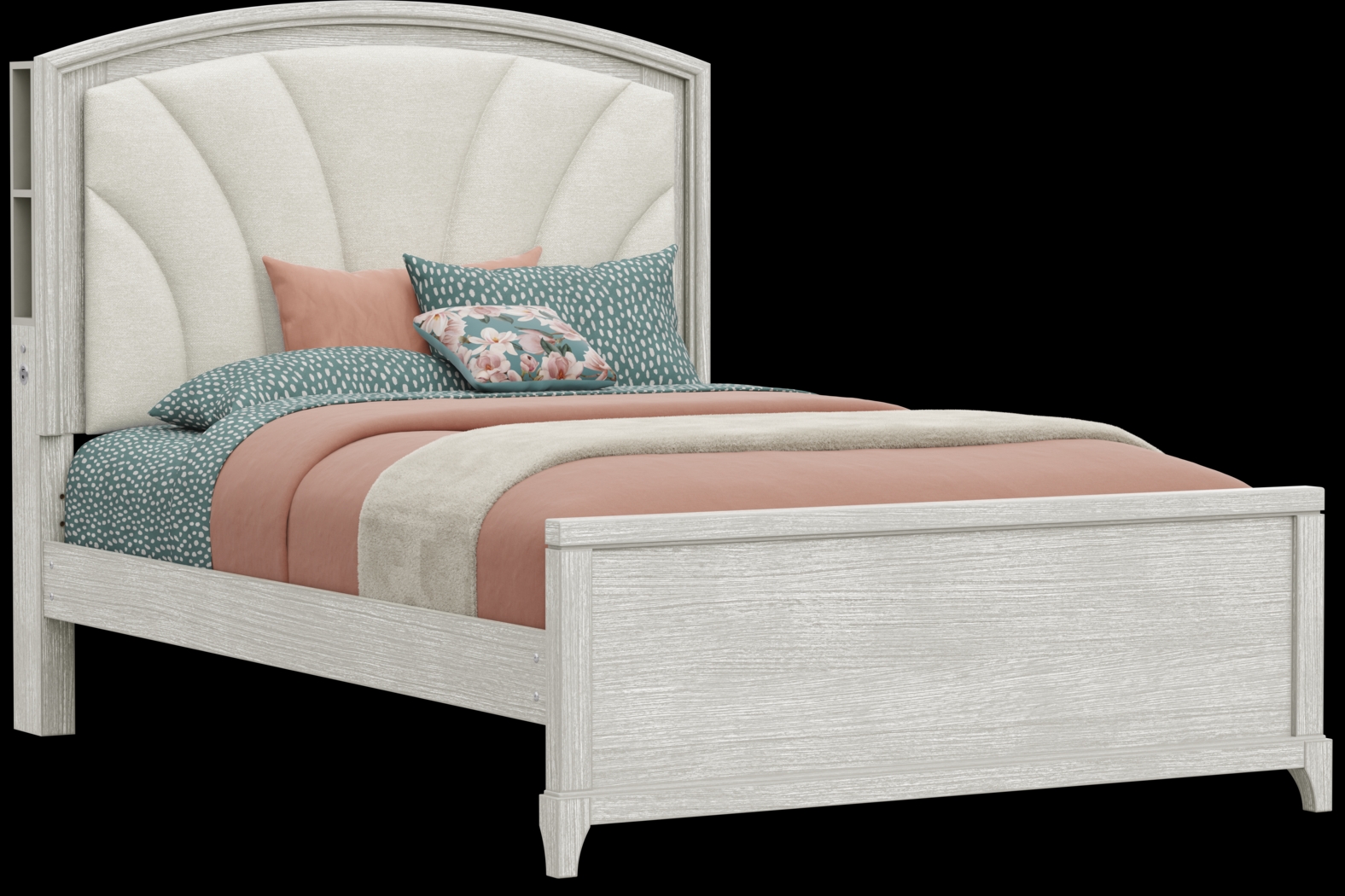 Kids Emilie Rose Full Wirebrush Gray Upholstered Bedroom - Thumbnail - Image 2