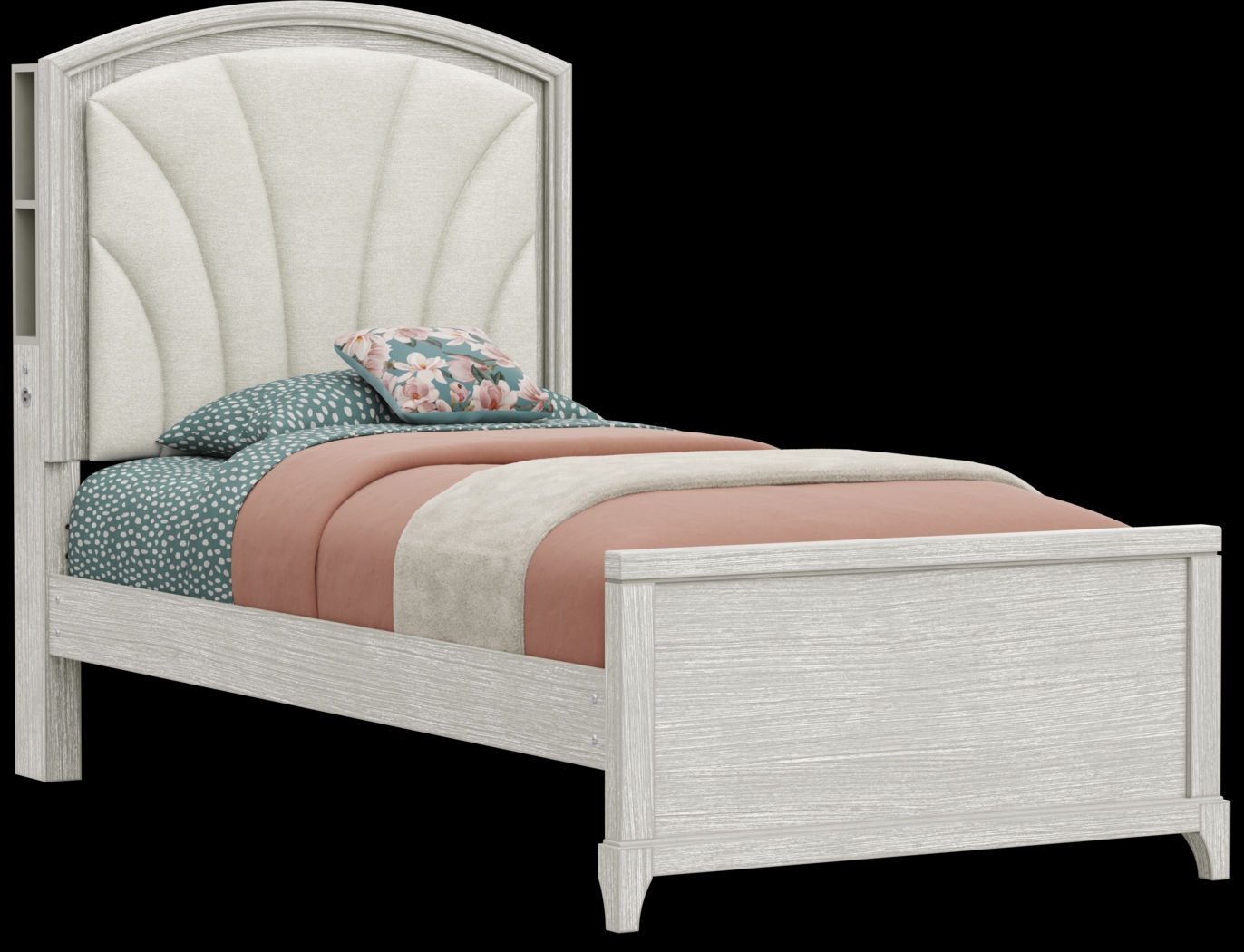 Kids Emilie Rose Twin Wirebrush Gray Upholstered Bedroom - Thumbnail - Image 2