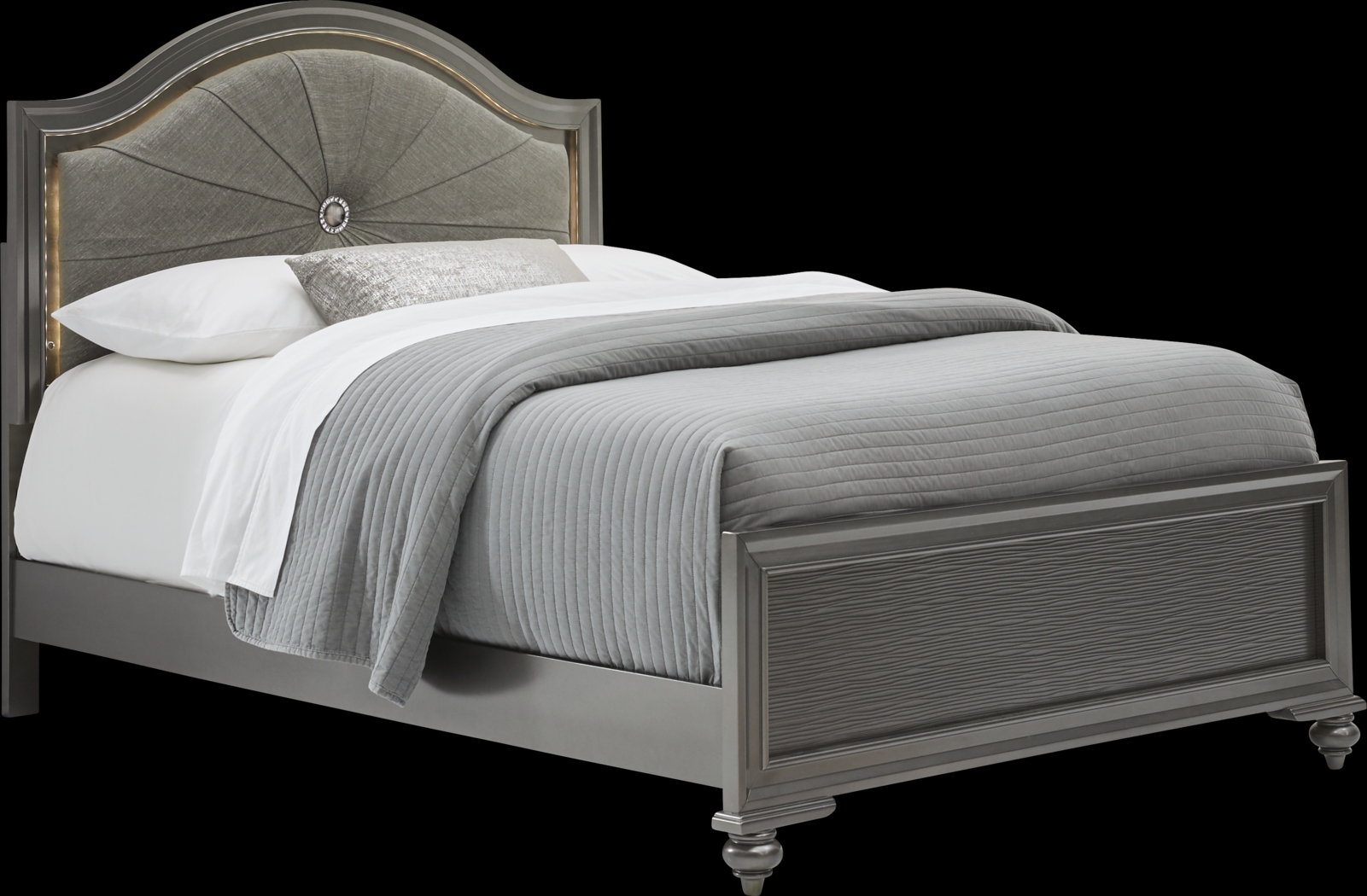 Kids Evangeline Charcoal 5 Pc Full Lighted Upholstered Bedroom - Thumbnail - Image 2