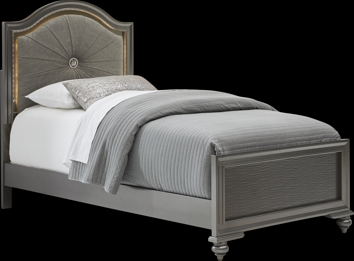 Kids Evangeline Charcoal 5 Pc Twin Lighted Upholstered Bedroom - Thumbnail - Image 2