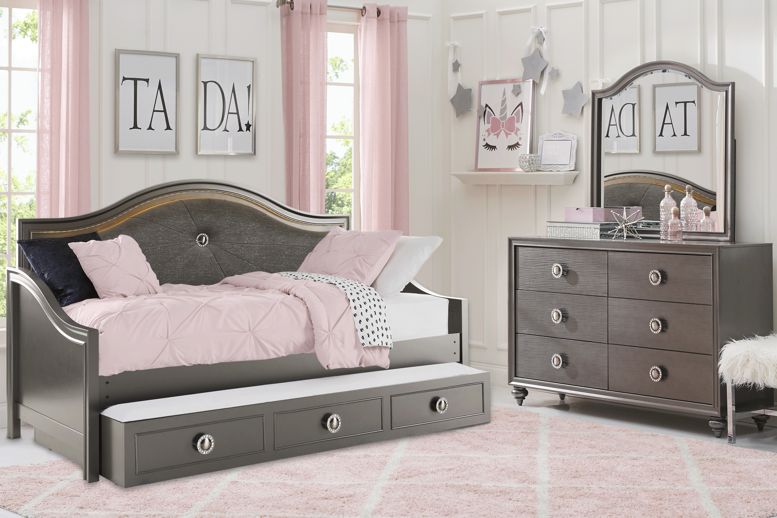 Kids Evangeline Charcoal 5 Pc Twin Daybed Bedroom - Thumbnail - Image 1