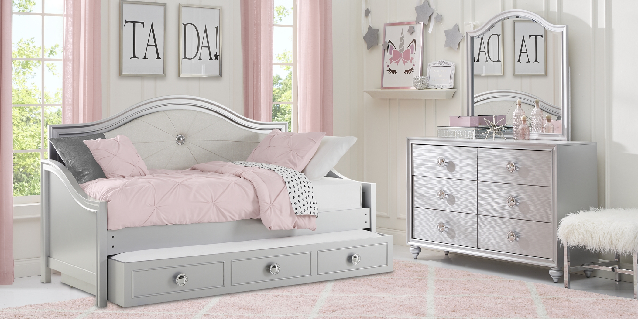 Kids Evangeline Silver 5 Pc Twin Daybed Bedroom - Thumbnail - Image 6