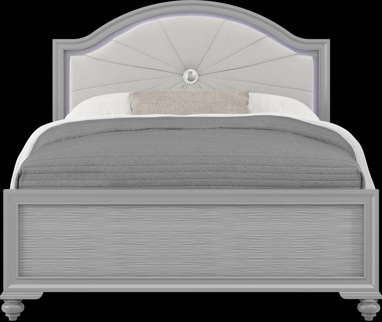 Kids Evangeline Silver Full Lighted Upholstered Bed with Multi-Color LEDs - Thumbnail - Image 3