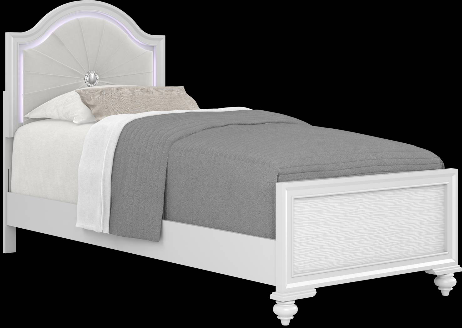 Kids Evangeline White 3 Pc Twin Lighted Upholstered Bed - Thumbnail - Image 1