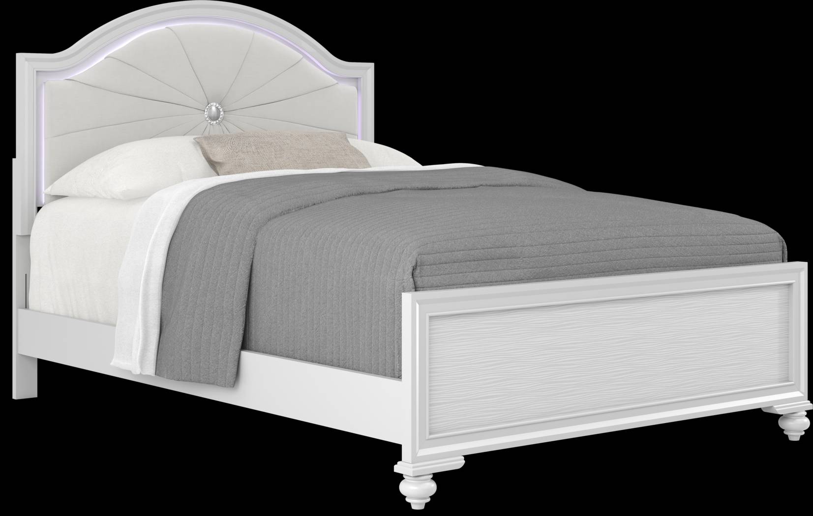 Kids Evangeline White Full Lighted Upholstered Bedroom with White LED - Thumbnail - Image 2