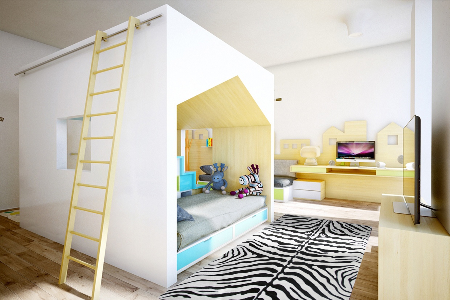 Kids Exotic Zebra Black 2'6 x 3'9 Rug - Thumbnail - Image 2