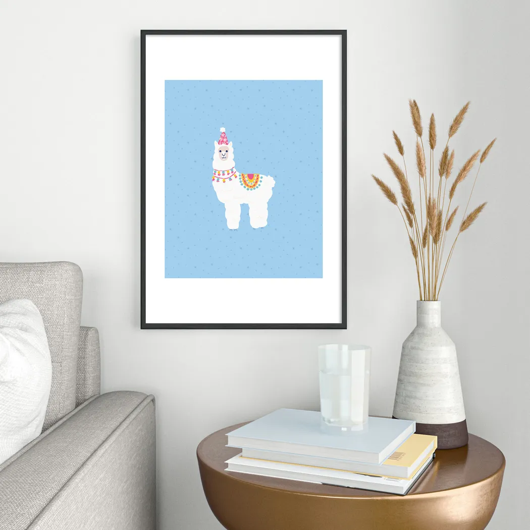 Kids Fa La Llama Blue Metal Framed Print - Thumbnail - Image 2