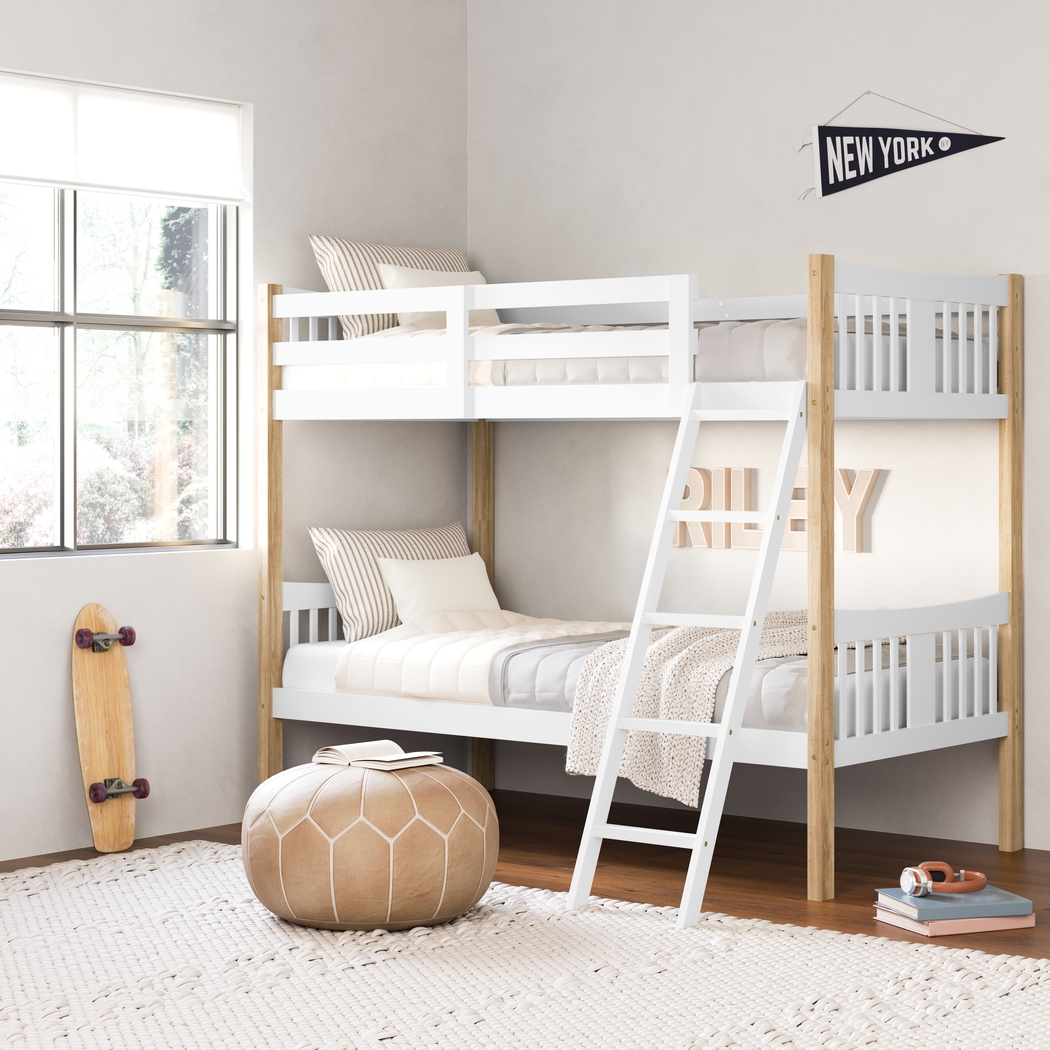 Kids Fablea White Twin/Twin Bunk Bed - Thumbnail - Image 2
