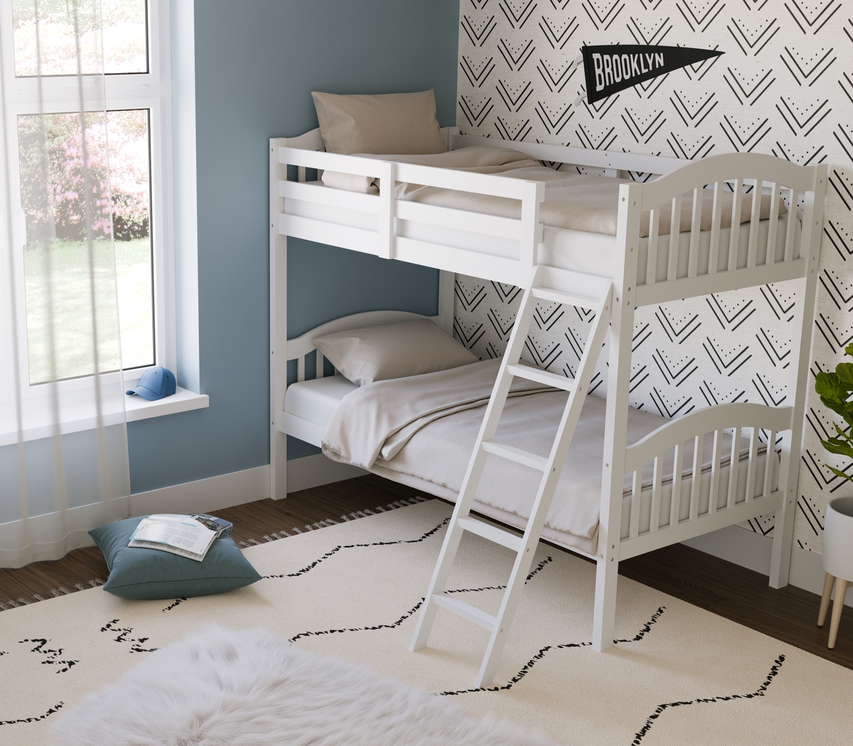 Kids Fablea White Twin/Twin Bunk Bed - Thumbnail - Image 3