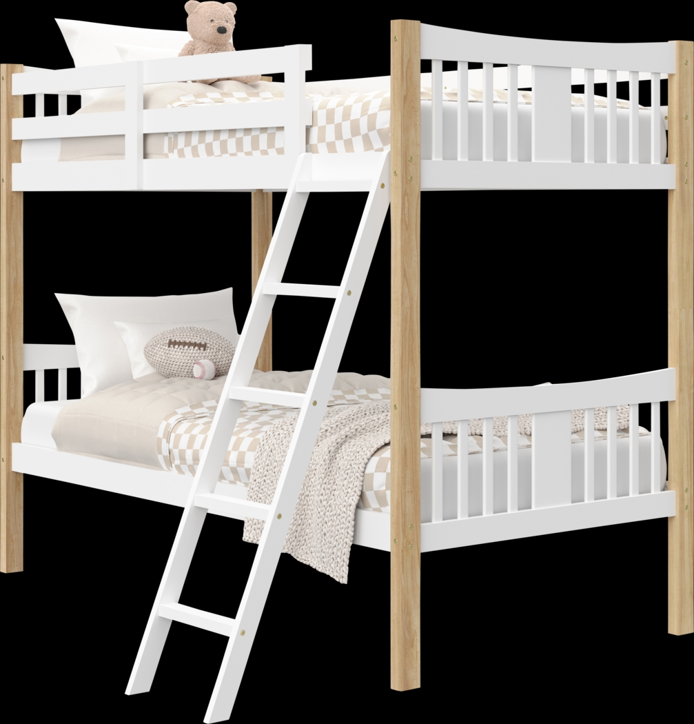 Kids Fablea White Twin/Twin Bunk Bed - Thumbnail - Image 1
