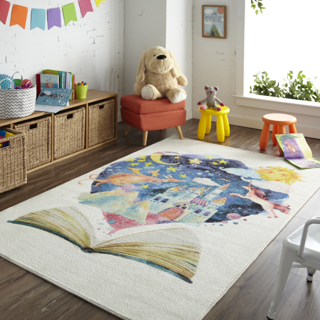 Kids Fairy Tale World White 5' x 8' Rug - Thumbnail - Image 2