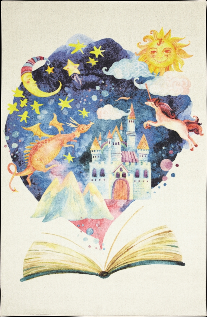 Kids Fairy Tale World White 5' x 8' Rug - Thumbnail - Image 1