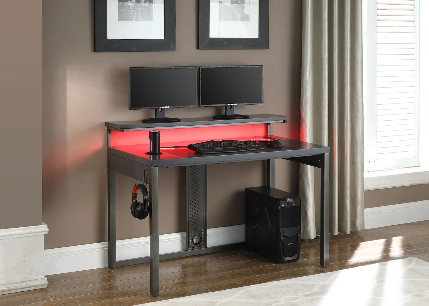 Kids Falkor Gray 48 in. Gaming Desk - Thumbnail - Image 2
