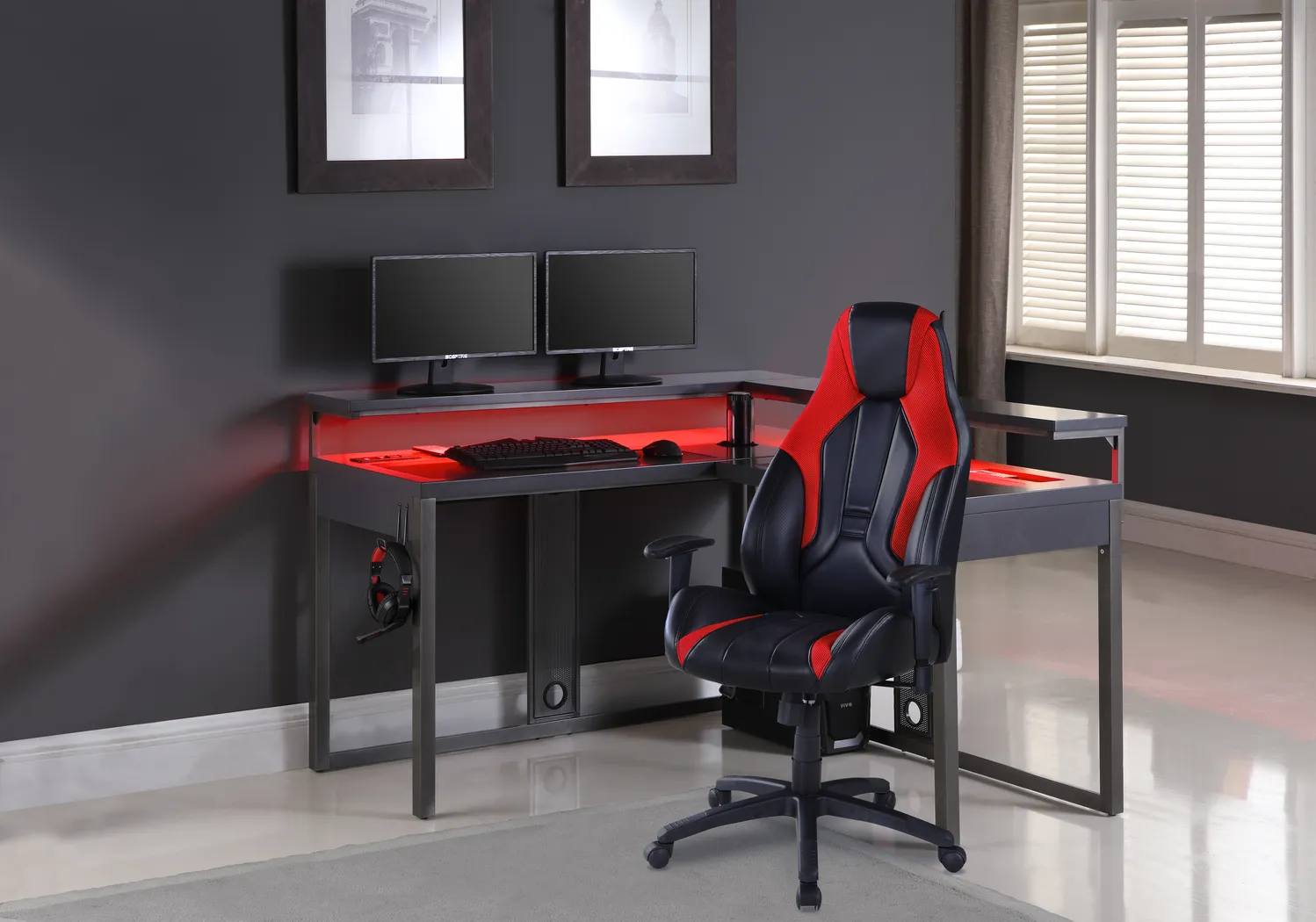Kids Falkor Gray L-shaped Gaming Desk - Thumbnail - Image 11