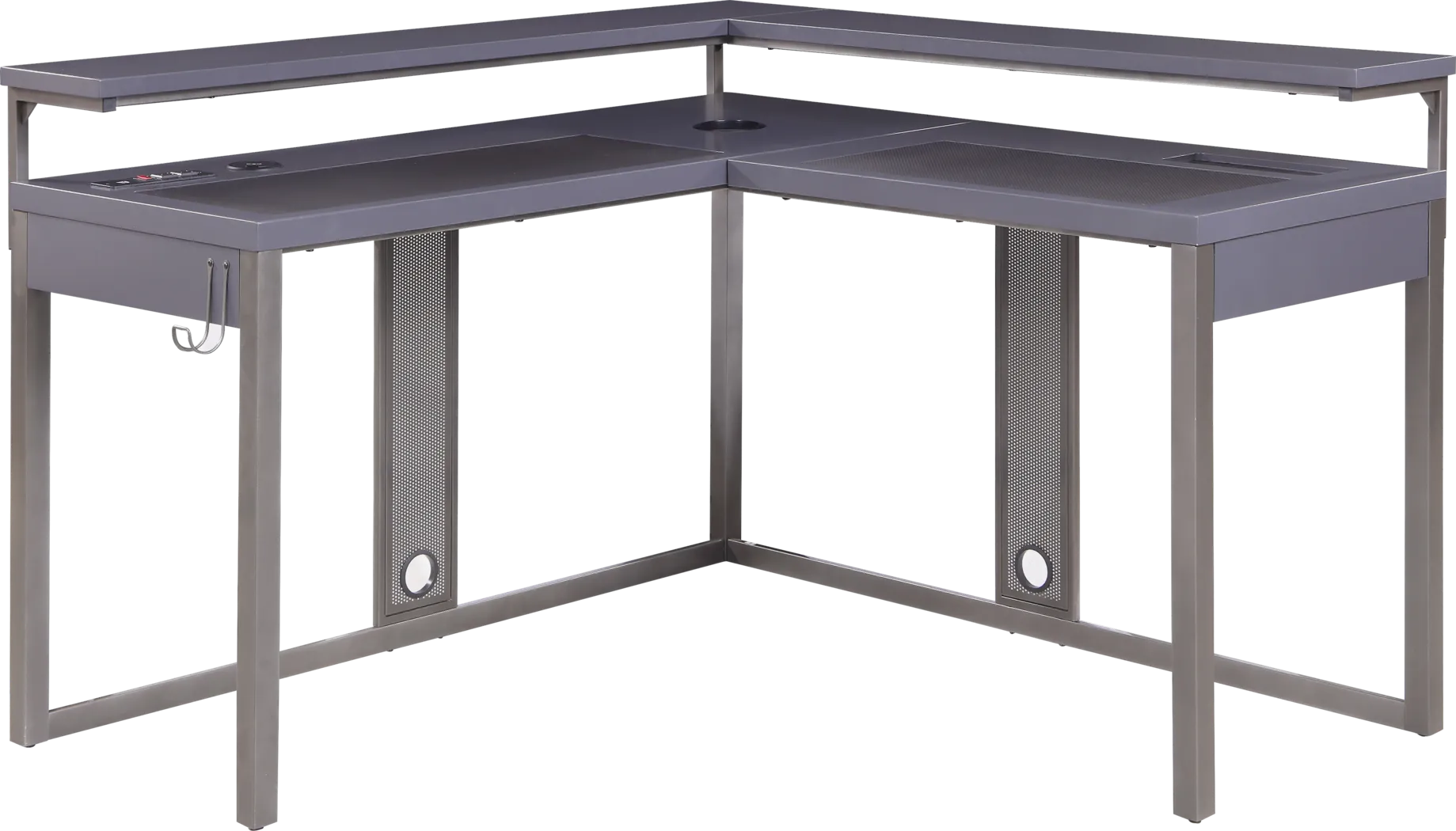 Kids Falkor Gray L-shaped Gaming Desk - Thumbnail - Image 1