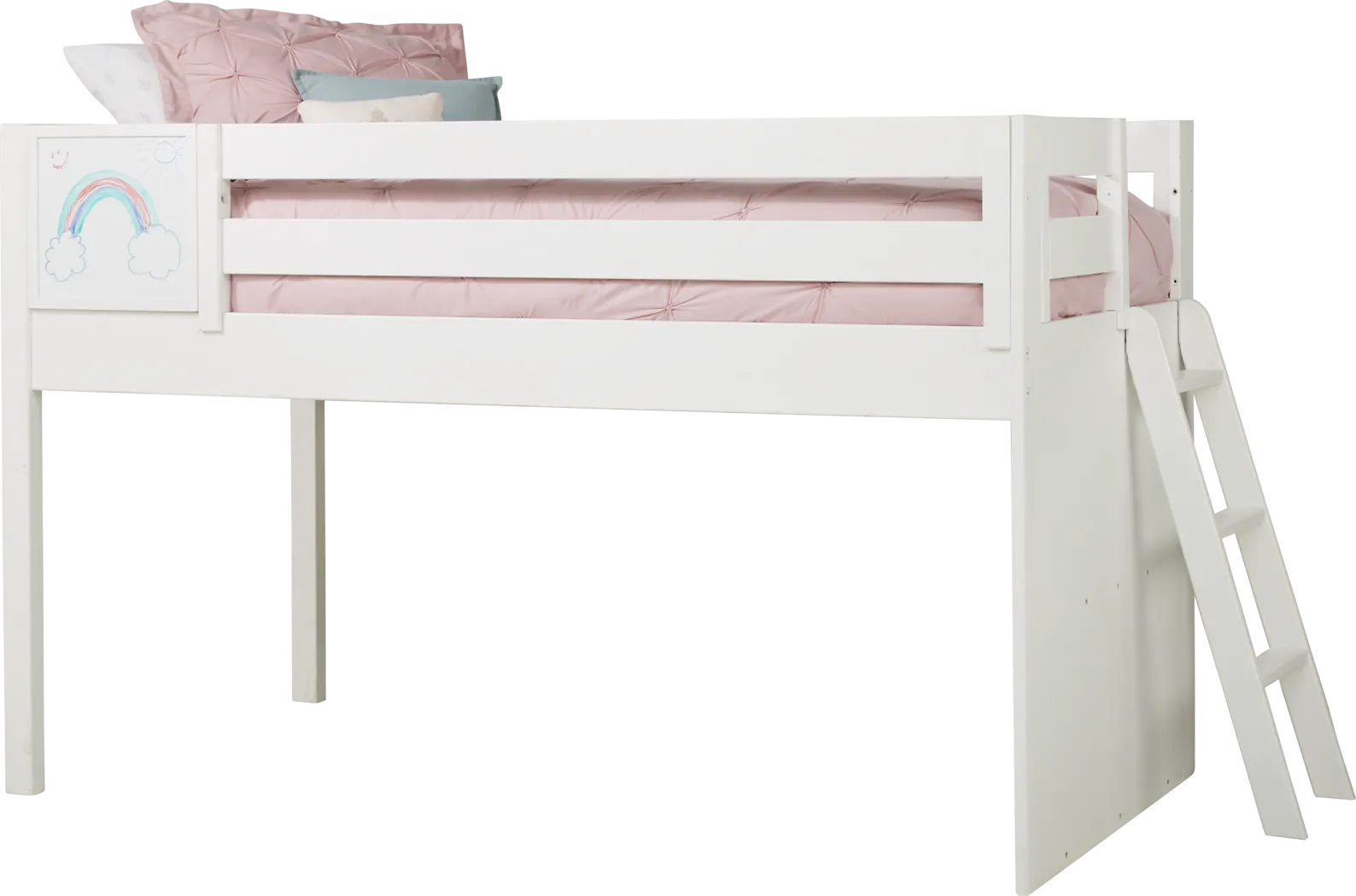 Kids Fantasy Fort White Twin Low Loft with Activity Panel - Thumbnail - Image 3