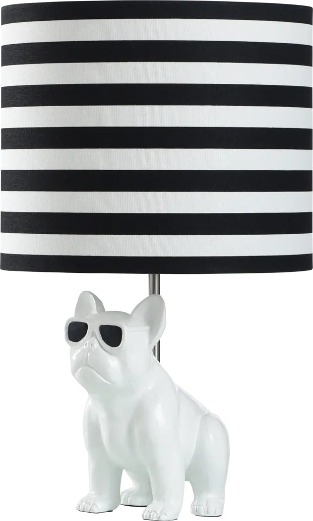 Kids Fashionista Decor White Sunglass Dog Table Lamp - Thumbnail - Image 1
