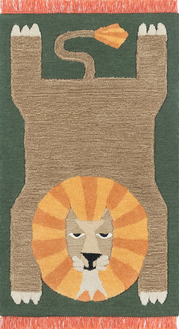 Kids Fierce Lion Green 4' x 6' Rug - Thumbnail - Image 1