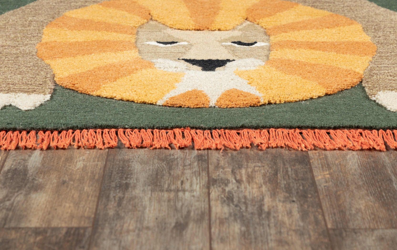 Kids Fierce Lion Green 5' x 7' Rug - Thumbnail - Image 3