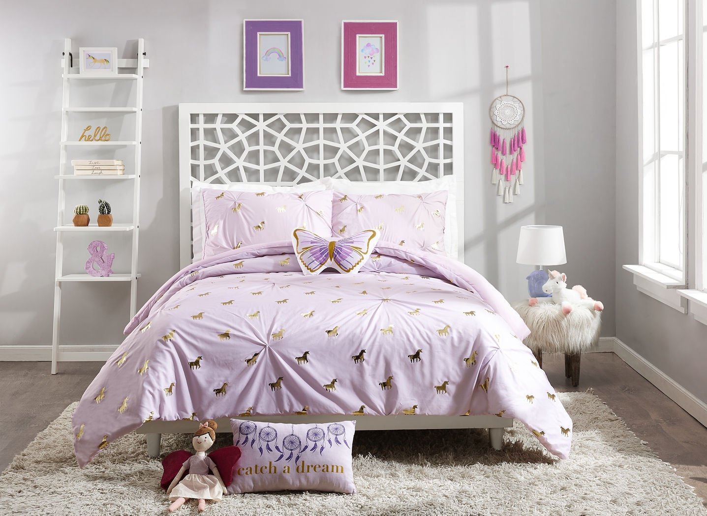 Kids Fiona Unicorn Lilac 4 Pc Full/Queen Comforter Set - Thumbnail - Image 6