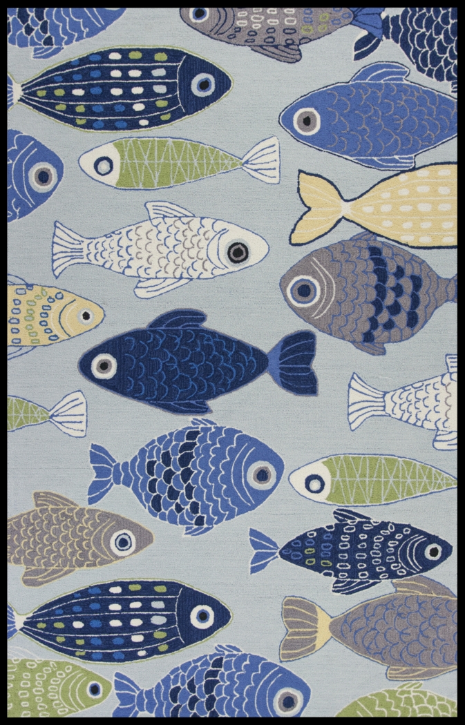Kids Fish Festival Blue 3'3 x 5'3 Rug - Thumbnail - Image 1