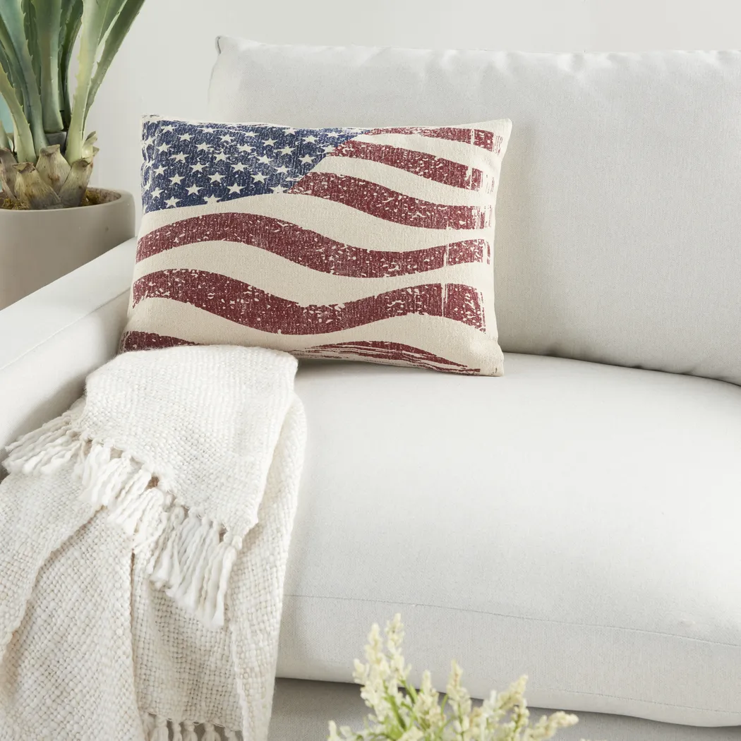 Kids Flag Lane Blue Throw Pillow - Thumbnail - Image 4