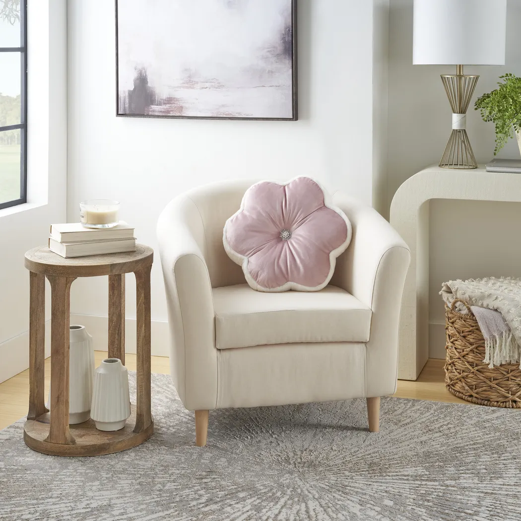 Kids Floral Bloom Blush Throw Pillow - Thumbnail - Image 3