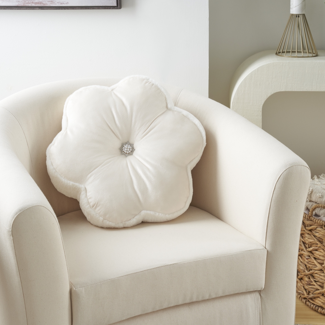 Kids Floral Bloom Ivory Throw Pillow - Thumbnail - Image 4