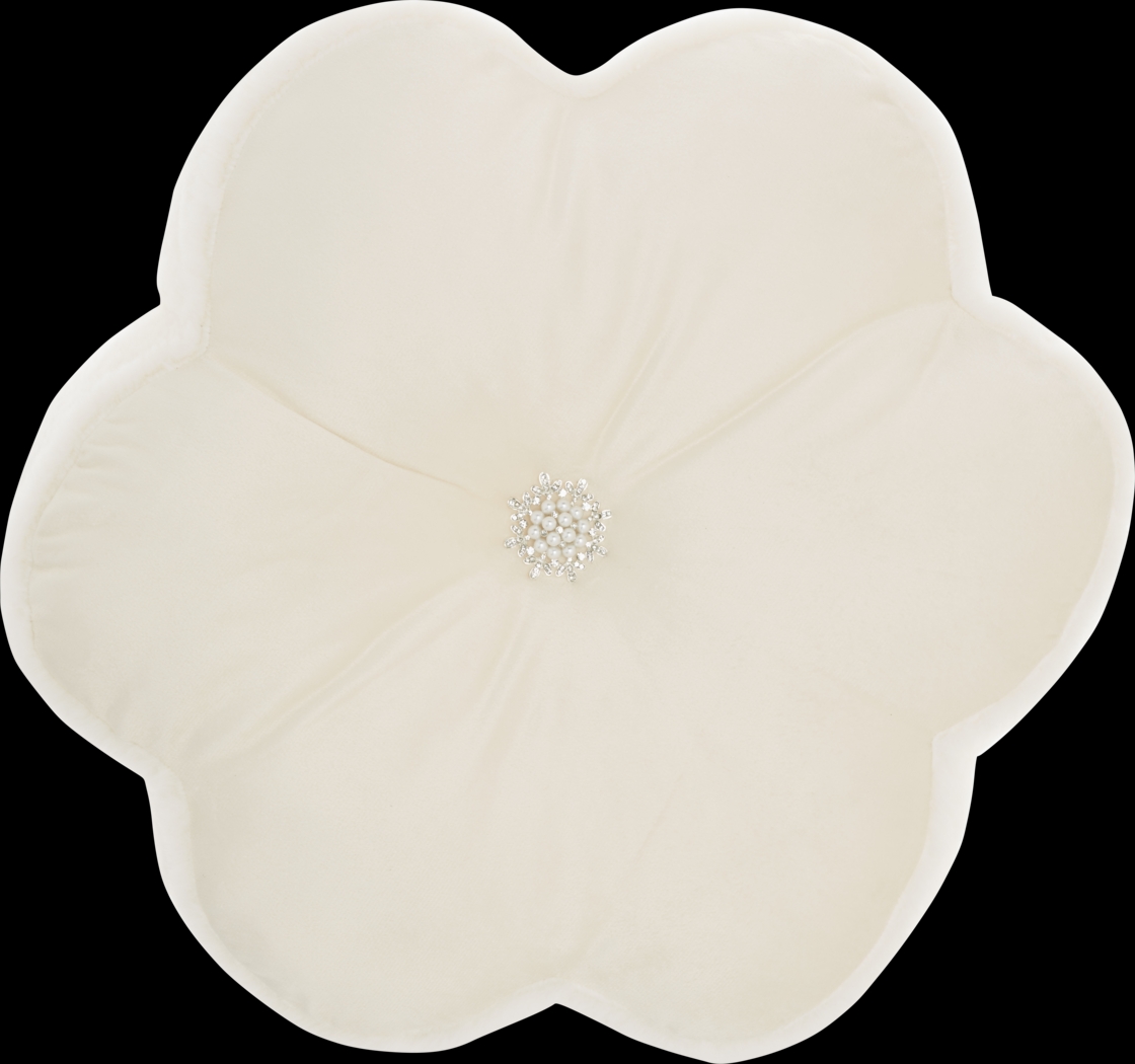 Kids Floral Bloom Ivory Throw Pillow - Thumbnail - Image 1