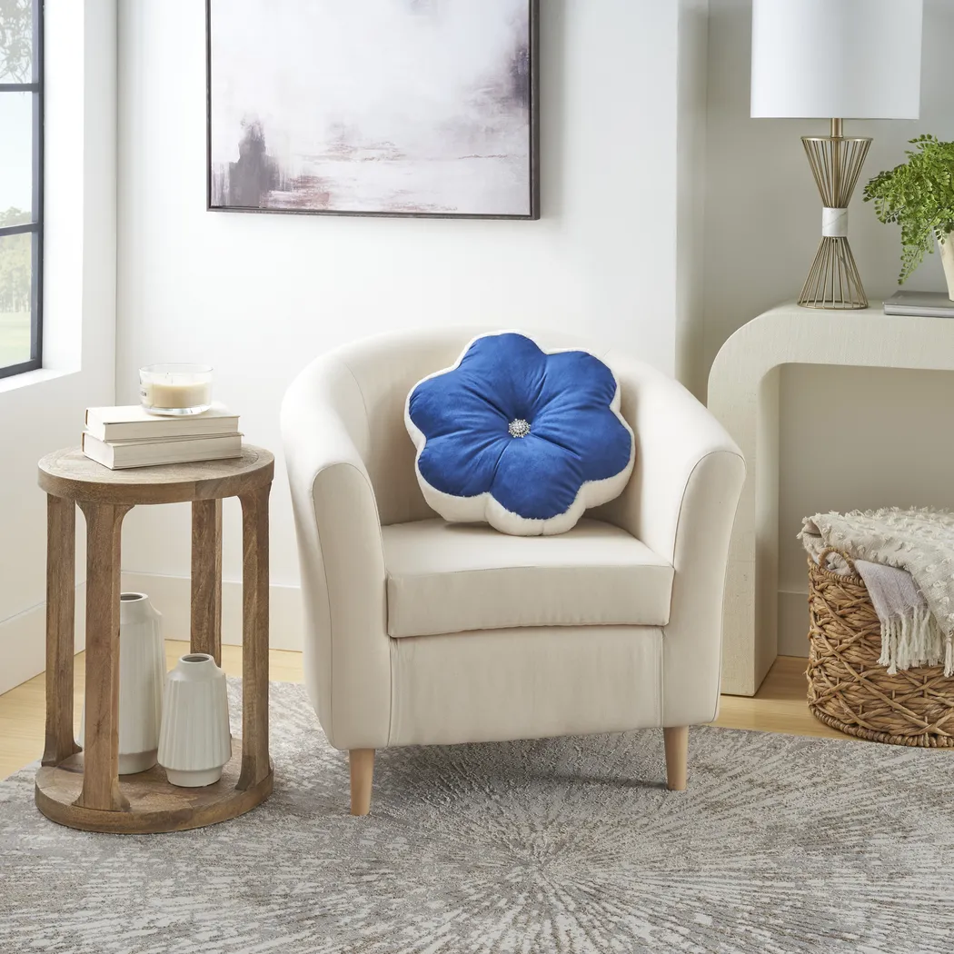 Kids Floral Bloom Navy Throw Pillow - Thumbnail - Image 3