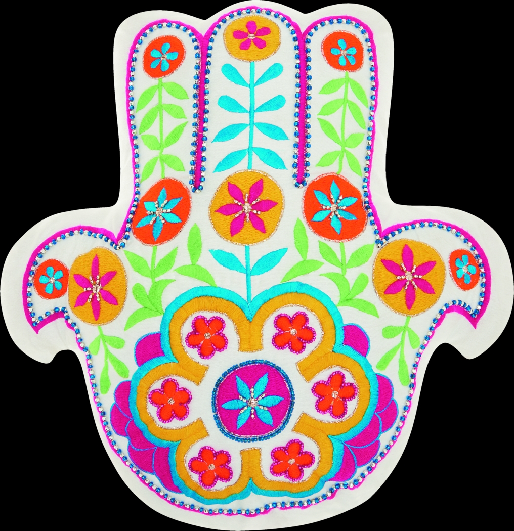Kids Floral Hamsa White Accent Pillow - Thumbnail - Image 1