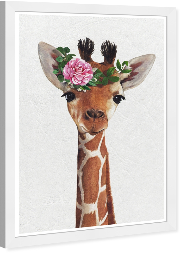 Kids Flower Giraffe Brown Wall Art - Thumbnail - Image 2