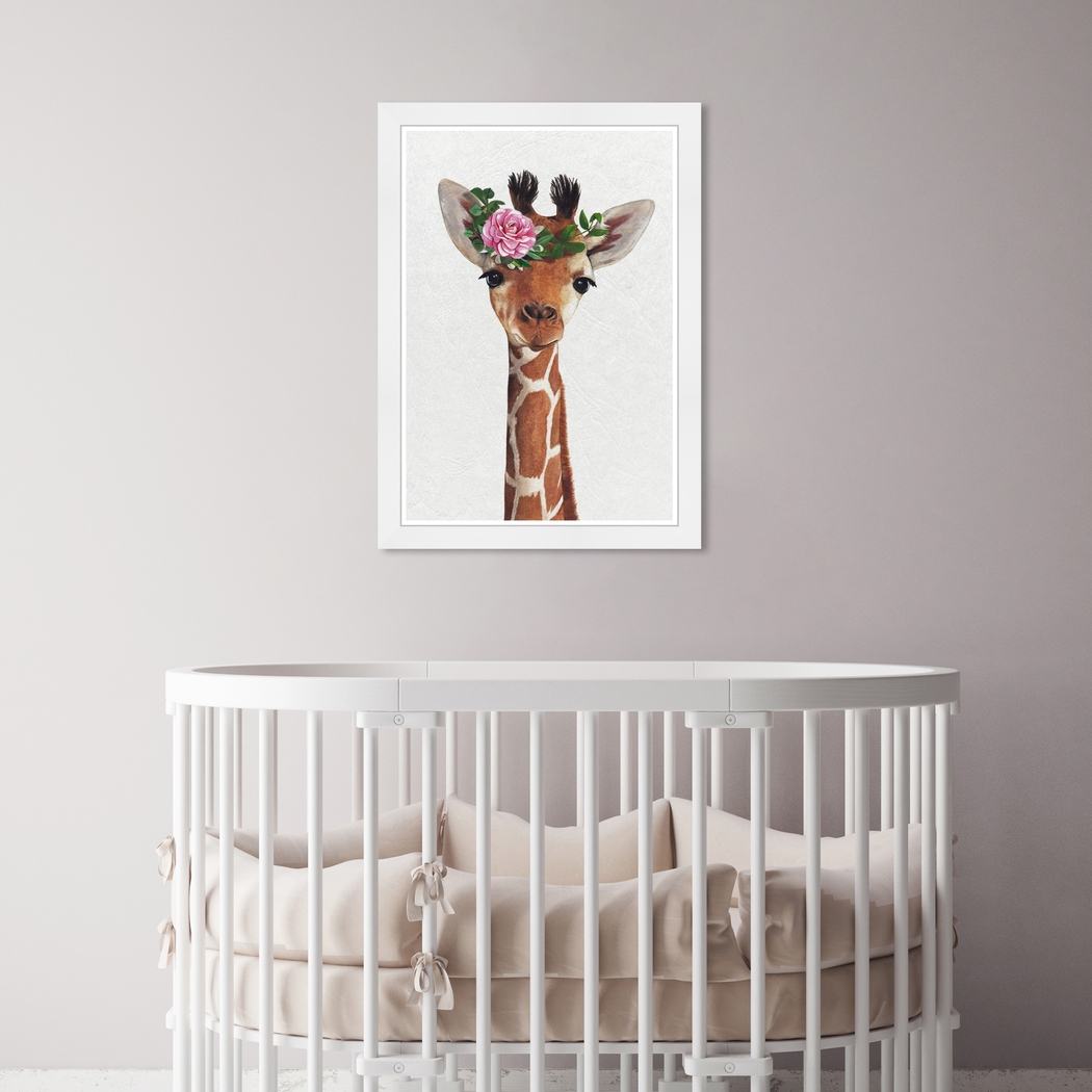 Kids Flower Giraffe Brown Wall Art - Thumbnail - Image 3