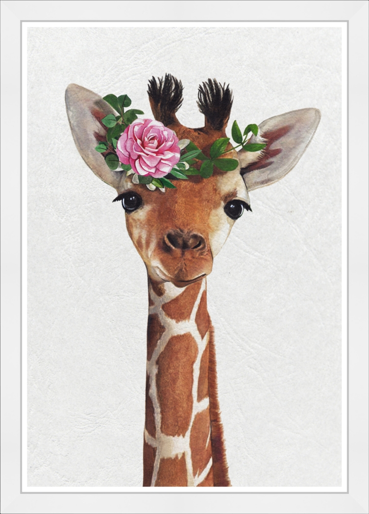 Kids Flower Giraffe Brown Wall Art - Thumbnail - Image 1