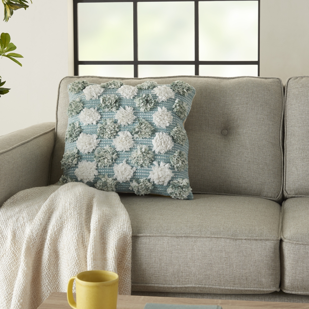 Kids Flowerful Blue Accent Pillow - Thumbnail - Image 4