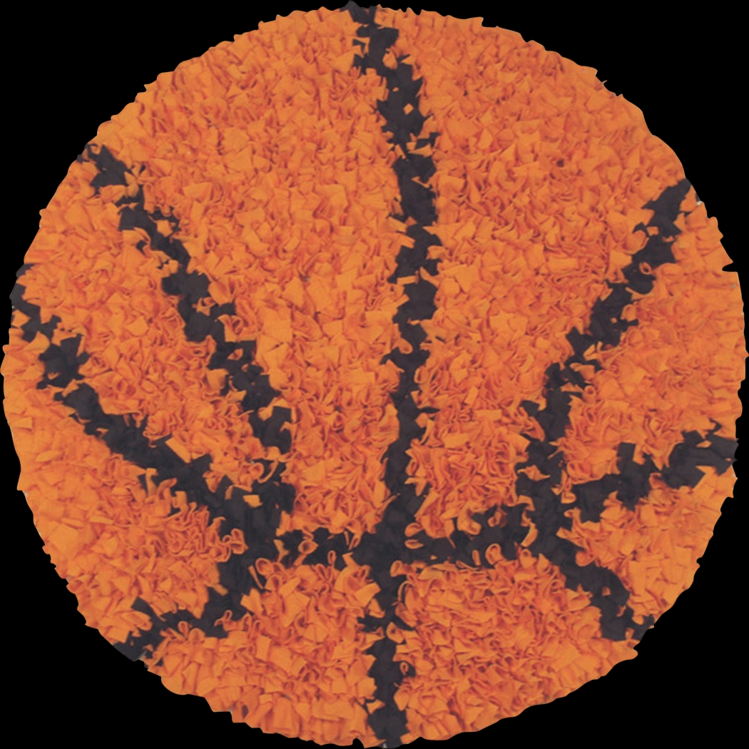 Kids Fluffy Basketball Orange 3' x 3' Rug - Thumbnail - Image 1