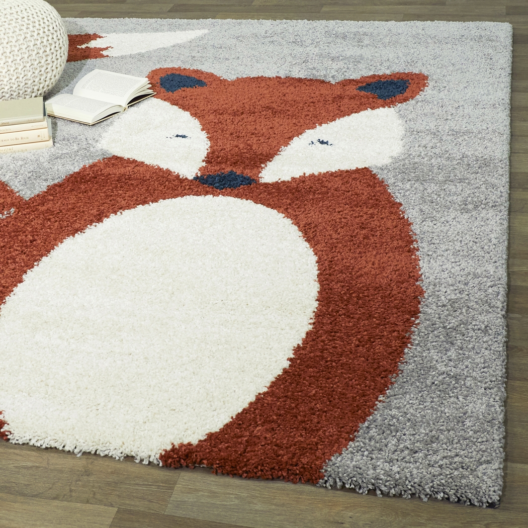 Kids Fluffy Fox Gray 3'11 x 5'7 Rug - Thumbnail - Image 2
