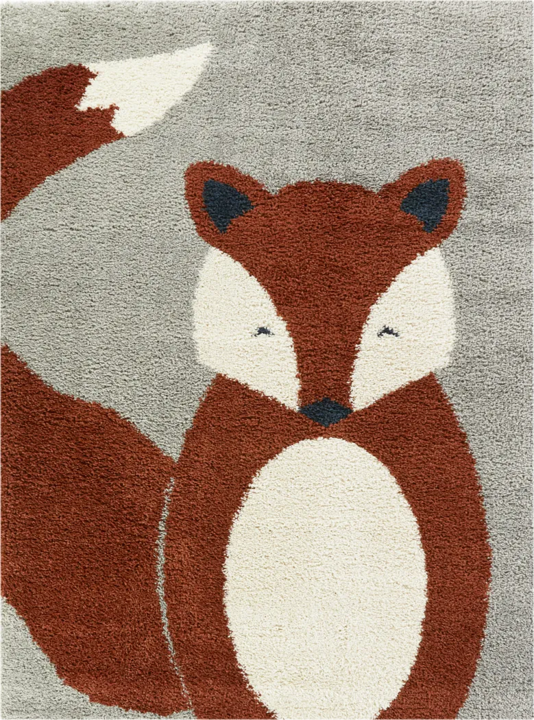 Kids Fluffy Fox Gray 5'3 x 7' Rug - Thumbnail - Image 1