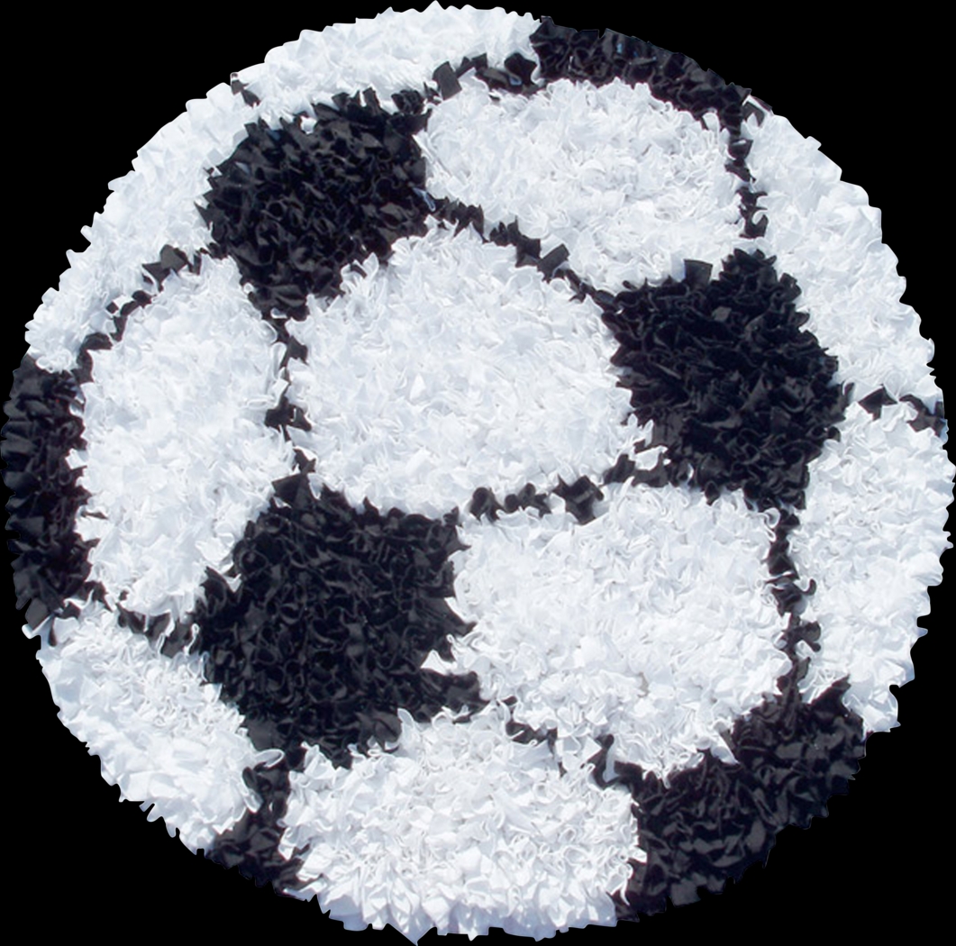 Kids Fluffy Soccer White 3' x 3' Rug - Thumbnail - Image 1