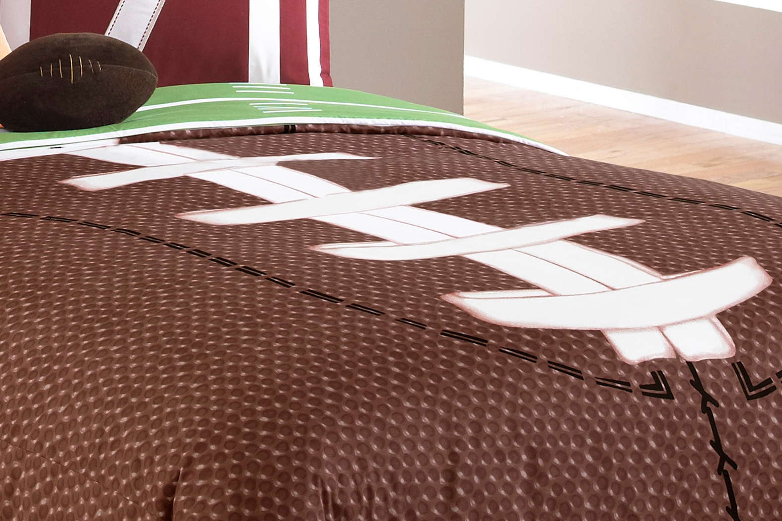 Kids Football Dreams Brown Twin Comforter Set - Thumbnail - Image 4