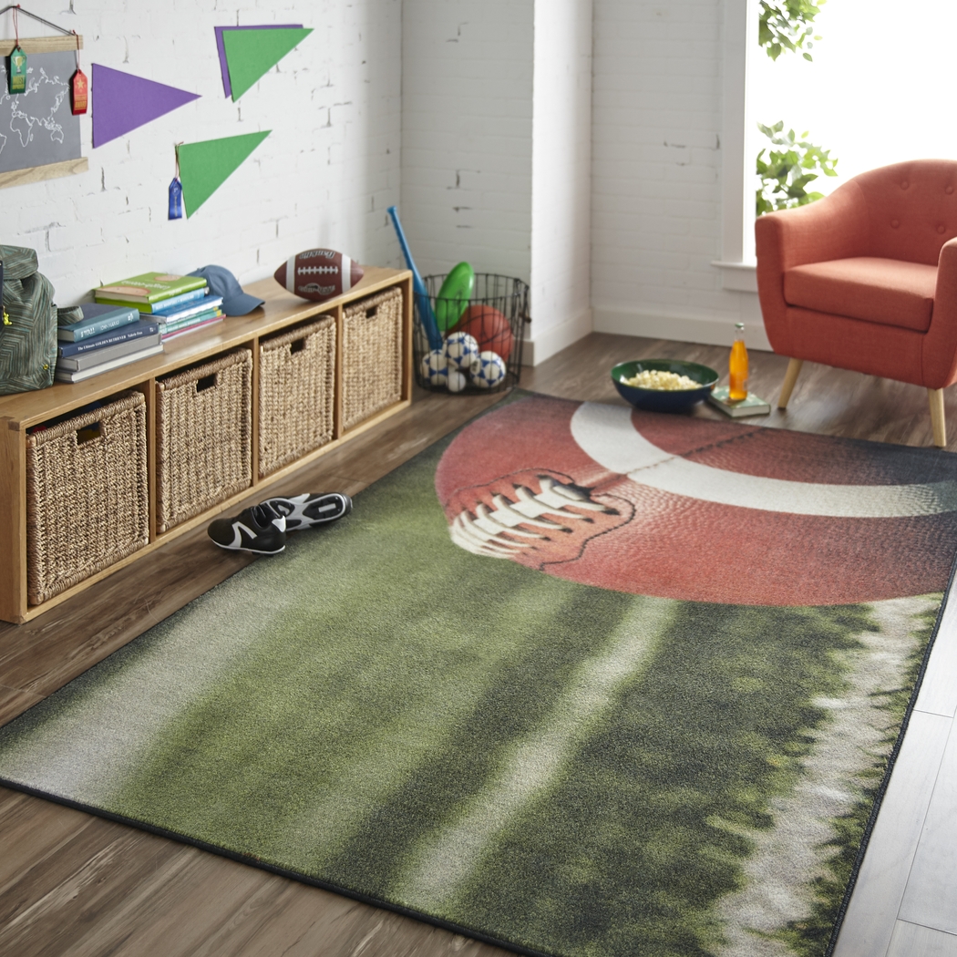 Kids Football Practice Green 5' x 8' Rug - Thumbnail - Image 2