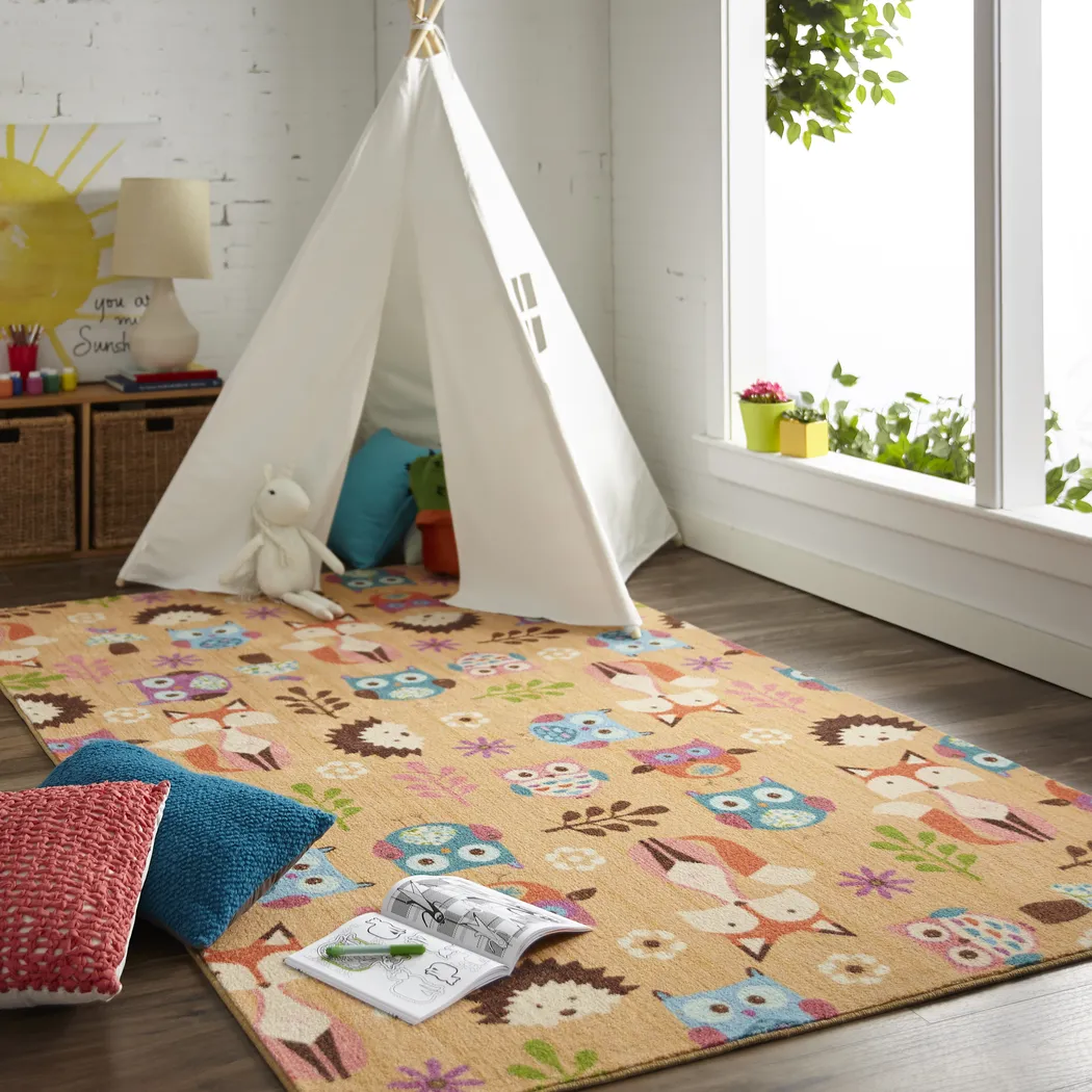 Kids Forest Party Beige 5' x 8' Rug - Thumbnail - Image 2