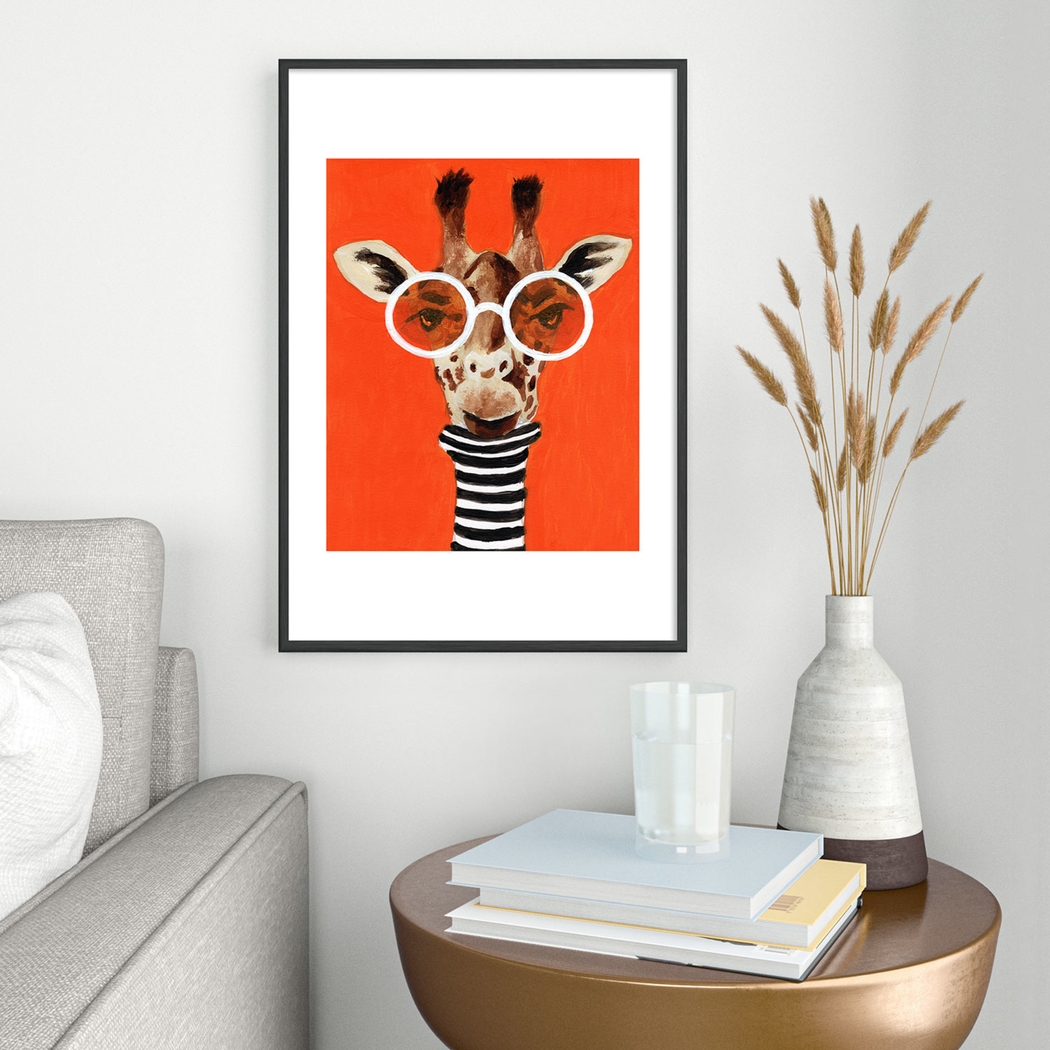 Kids French Giraffe Orange Metal Framed Print - Thumbnail - Image 2