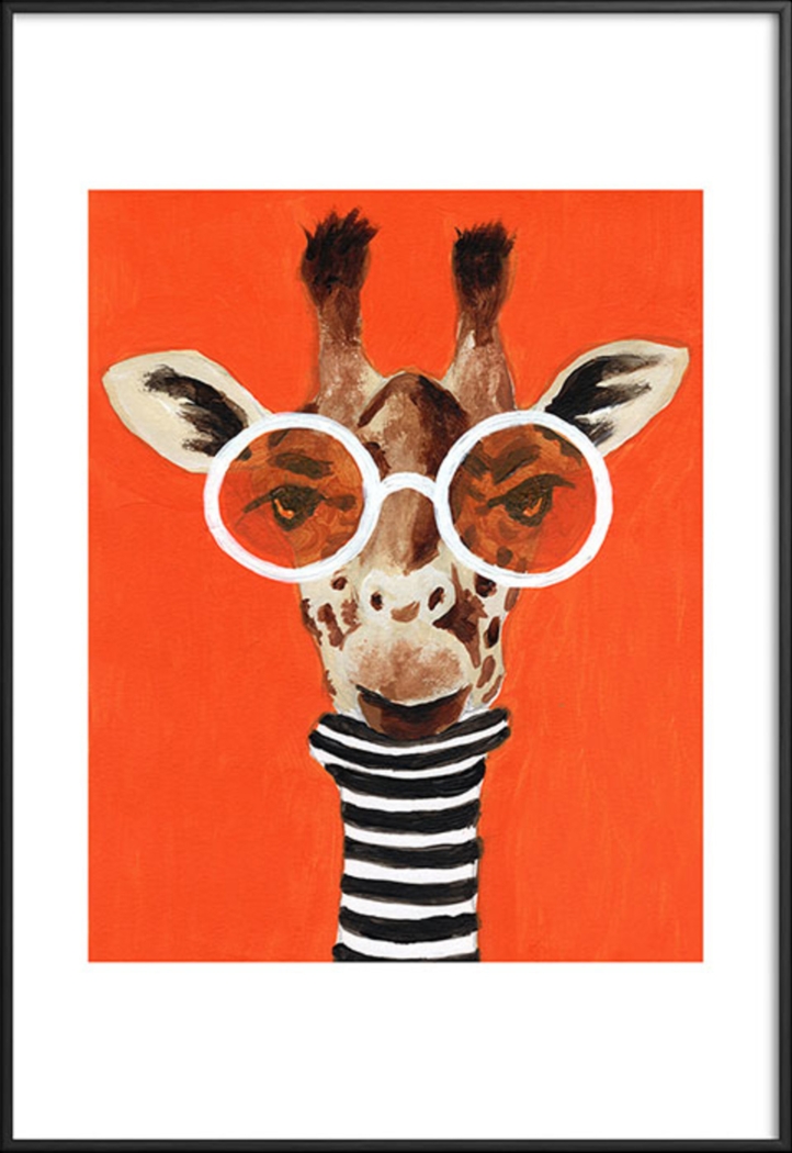 Kids French Giraffe Orange Metal Framed Print - Thumbnail - Image 1