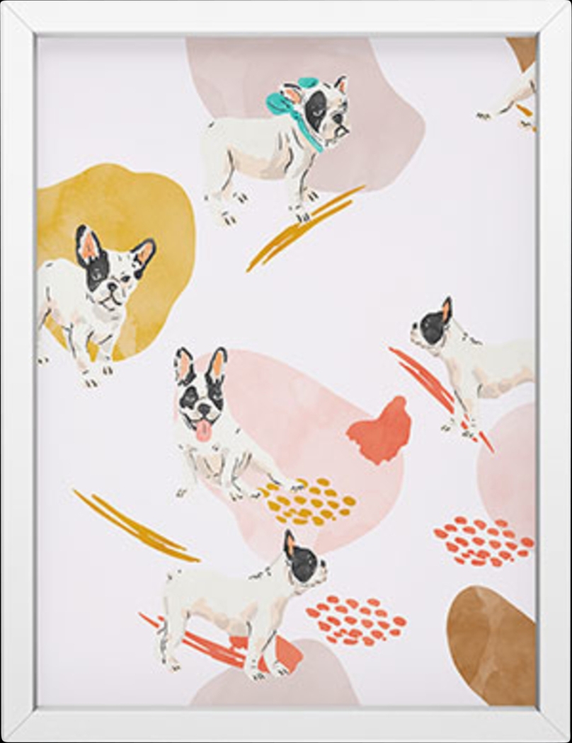 Kids Frenchie Love White Mini Framed Art - Thumbnail - Image 1