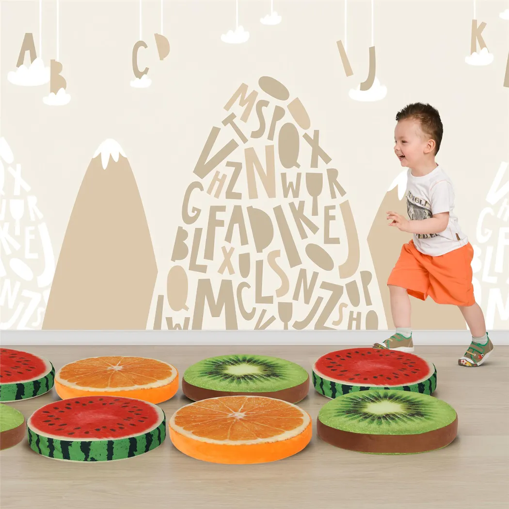 Kids Fruity Cushion Green Floor Pillow, Set of 10 - Thumbnail - Image 3